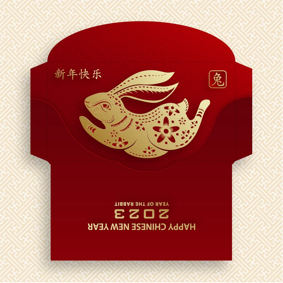 2023兔年新年春节新春喜庆红包封面设计效果展开图模板AI矢量素材【058】